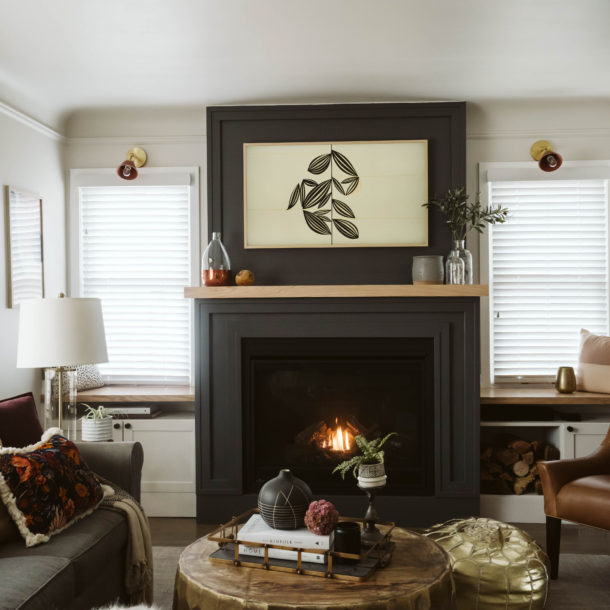 modern living room with fireplace