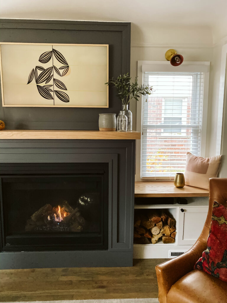 modern living room with fireplace 